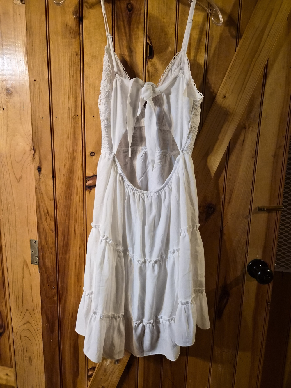 Women's White Midi Dress with Tie Back